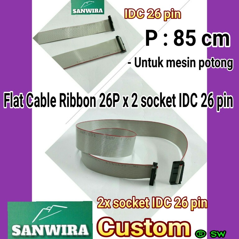 Jual Flat Cable Ribbon 26P x 2 socket IDC 26 pin panjang 30|85 cm ...