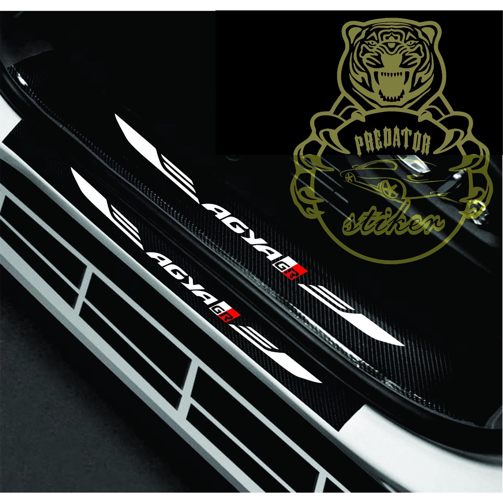 CARBON 3D MOBIL AGYA STICKER SILL PLATE CARBON 3D PIJAKAN BUMPER BAGAS