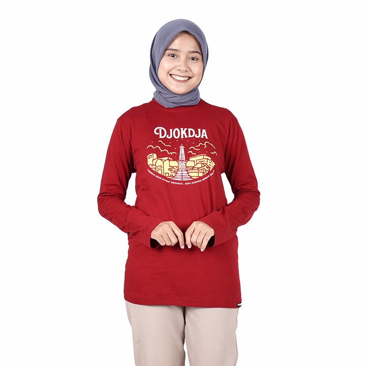 Jual Kaos Dagadu Original Lengan Panjang Jogja Indah Merah Shopee