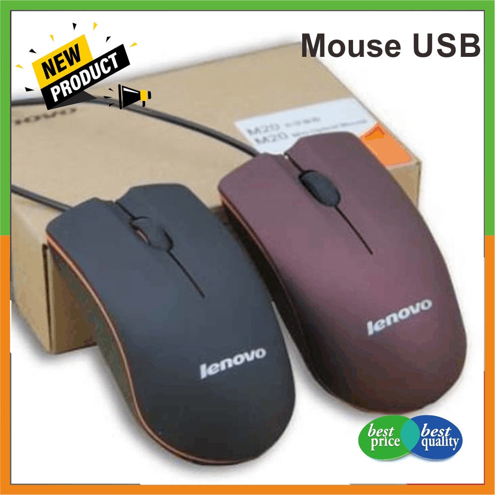 Jual Mouse USB Lenovo M20 Optical USB Kabel Bagus Murah | Shopee Indonesia