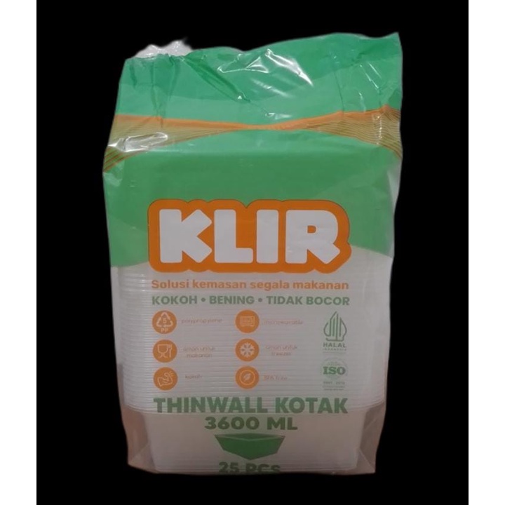 Jual Thinwall Tinwall Segi Empat Square Kotak 3600 Ml Klir Isi 25 Pcs