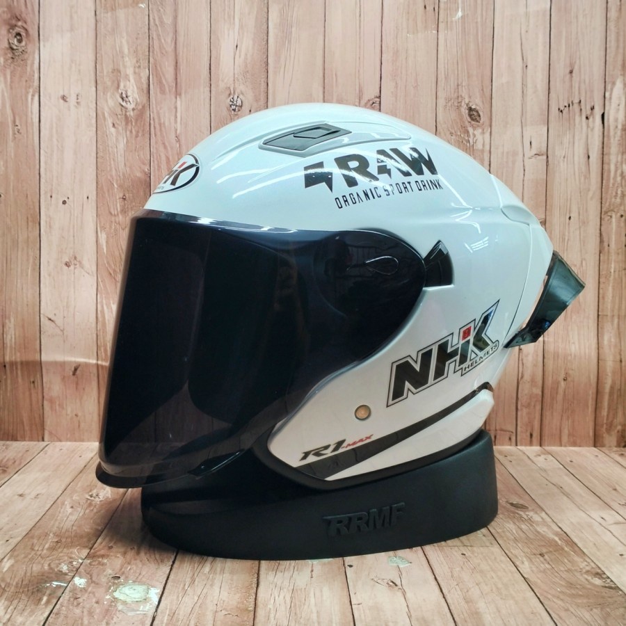 Jual HELM NHK R1 MAX SOLID WHITE PAKET GANTENG VISOR IRIDIUM - SPOILER ...