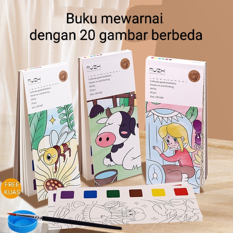 Jual Buku Gambar Coloring Book Buku Mewarnai Paket Kuas Melukis ...