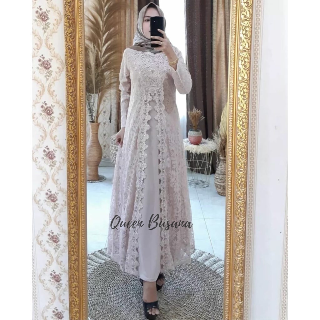 Jual Gamis full ceruty kombinasi brokat premium / Dress pesta terbaru ...