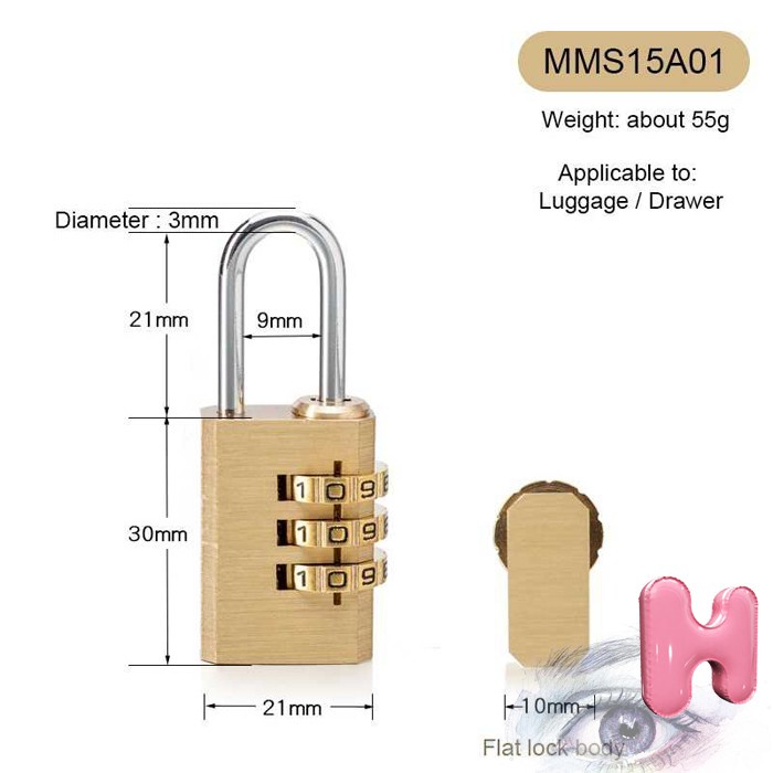 Jual Gembok Koper Padlock 3 Digit Numeric Code Lock Combination Solid ...