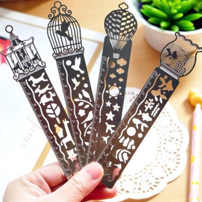 Jual Penggaris pembatas buku hollow metal ruler / bookmark / penggaris ...