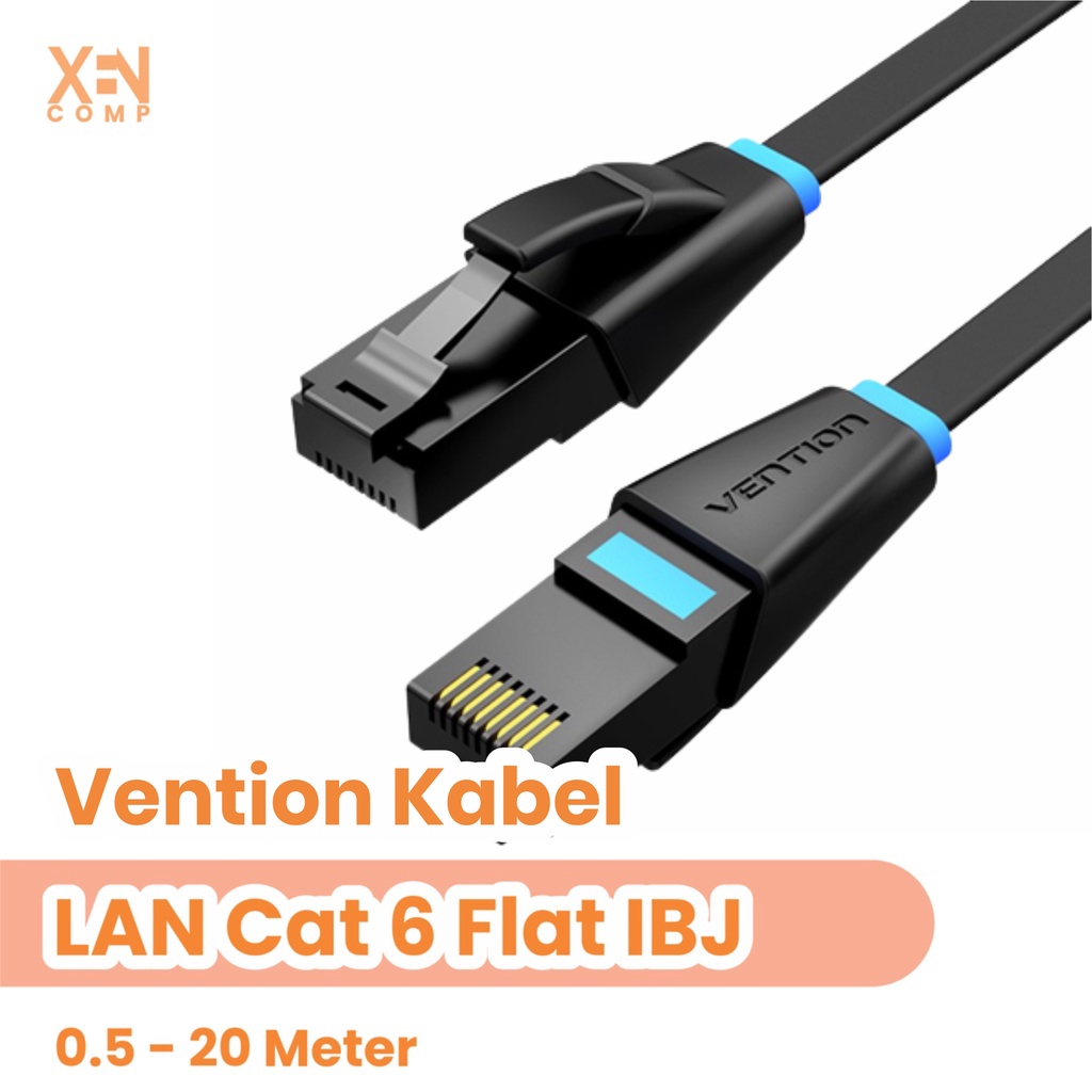 Jual Vention Kabel LAN CAT6 Flat IBJ Ethernet 0.5m / 1m / 1.5m / 2m ...