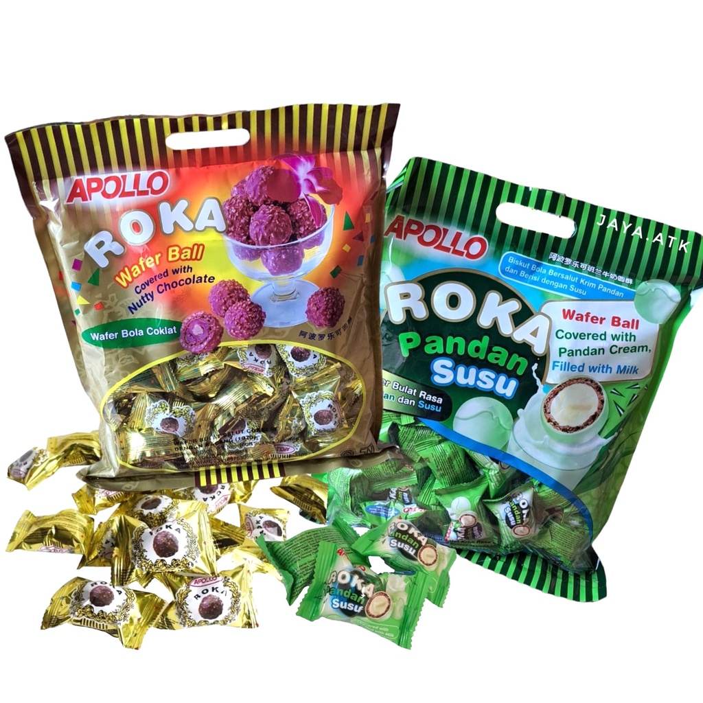 Jual WAFER BOLA ROKA APOLLO COKELAT PANDAN 50 PCS 300 GR CHOCOLATE ...