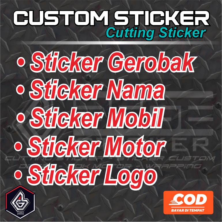 Jual Cutting Sticker Custom Nama Gerobak,Nama mobil,logo,Sticker Nama ...