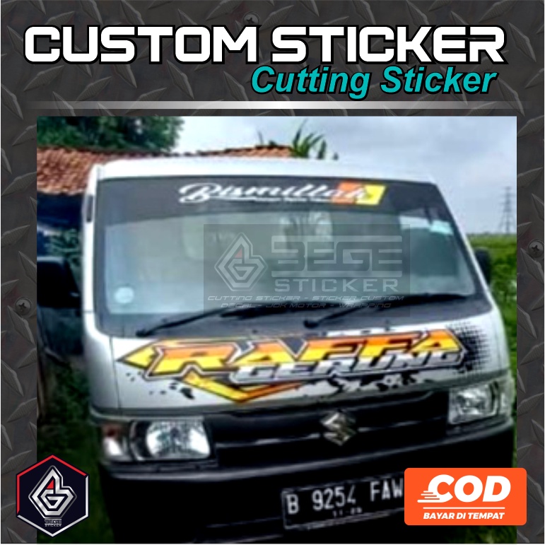 Jual Cutting Sticker Custom Nama Gerobak,Nama mobil,logo,Sticker Nama ...