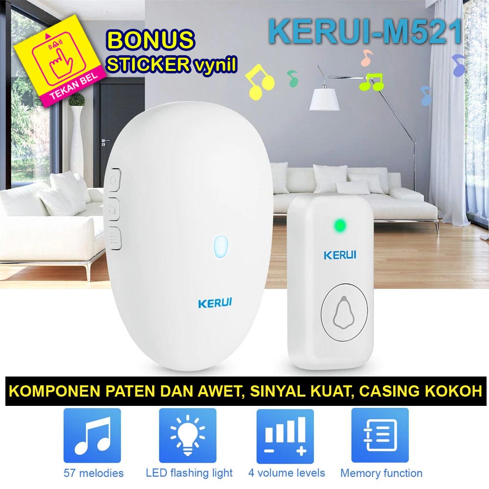 Jual Bel rumah wireless KERUI M521 bel pintu ruko | Shopee Indonesia