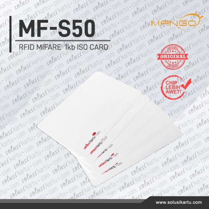 Jual Kartu Mango Mifare Card S50 1Kb Rfid Absensi Access Door 13.56Mhz ...