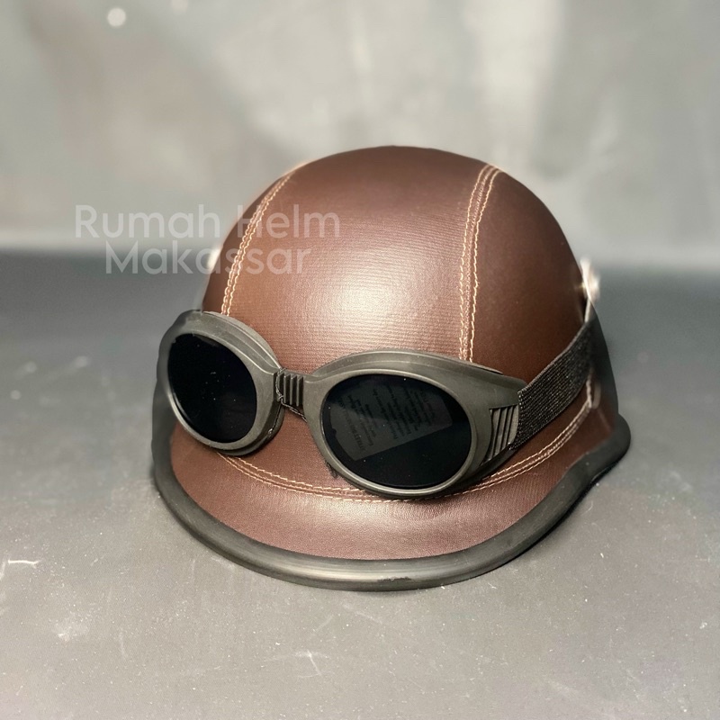 Jual Helm Retro Nazi Kulit Klasik Vespa model Vintage Kacamata Shopee