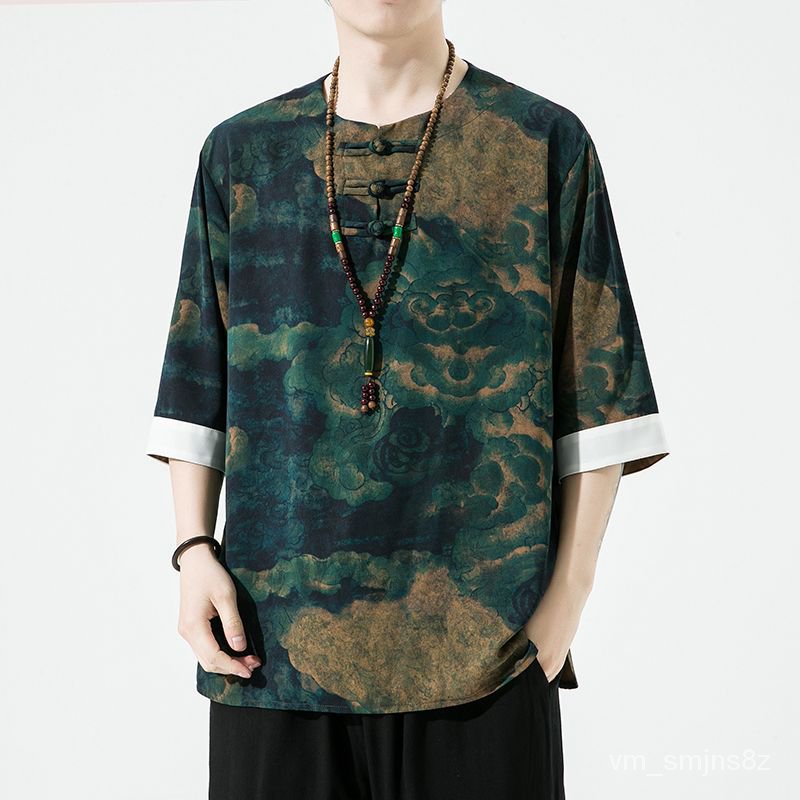 Jual Baju Kodok Gaya Tiongkok Retro untuk Pria, Baju Atasan Hanfu Motif