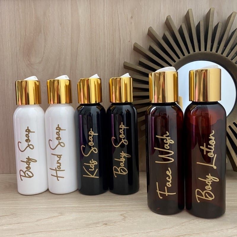 Jual Botol isi ulang + LABEL STIKER 100ml Coklat Pump | Wadah Reffil ...