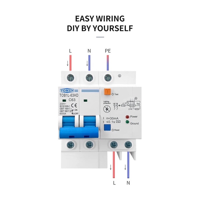 Jual MCB RCBO Lightning protection SPD Residual current circuit breaker ...