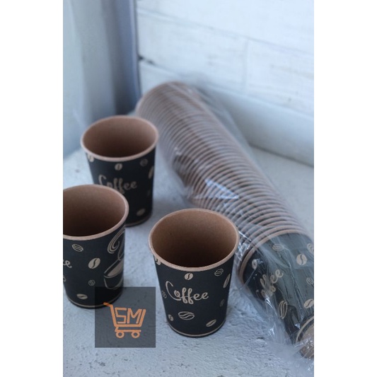 Jual GROSIR Paper cup motif/ gelas kertas untuk kopi teh ukuran 8 OZ (1 ...