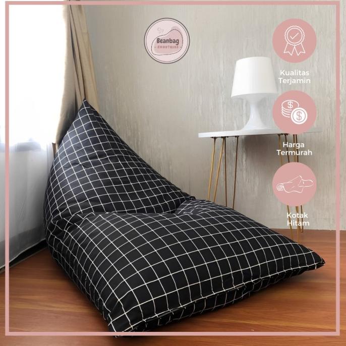 Jual Bean Bag Triangle Plus Isi Size Dewasa Motif Kotak Hitam Termurah Shopee Indonesia