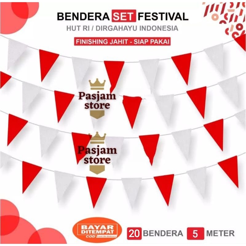 Jual Bendera Rentang Festival Bunting Flag Merah Putih Bendera Segitiga