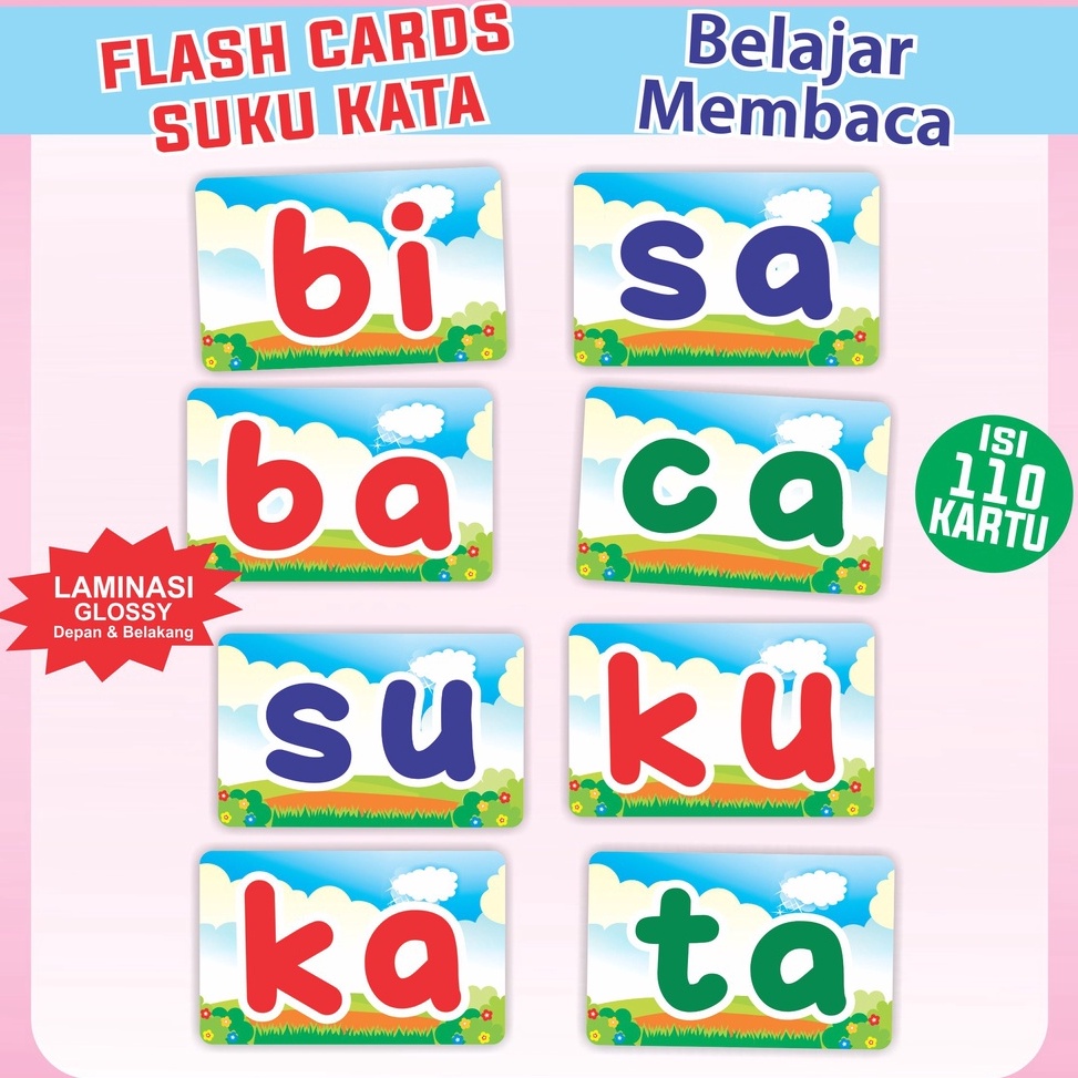 Jual Model Keren.. Flash Card Suku Kata / 110 KARTU BACA / Belajar ...