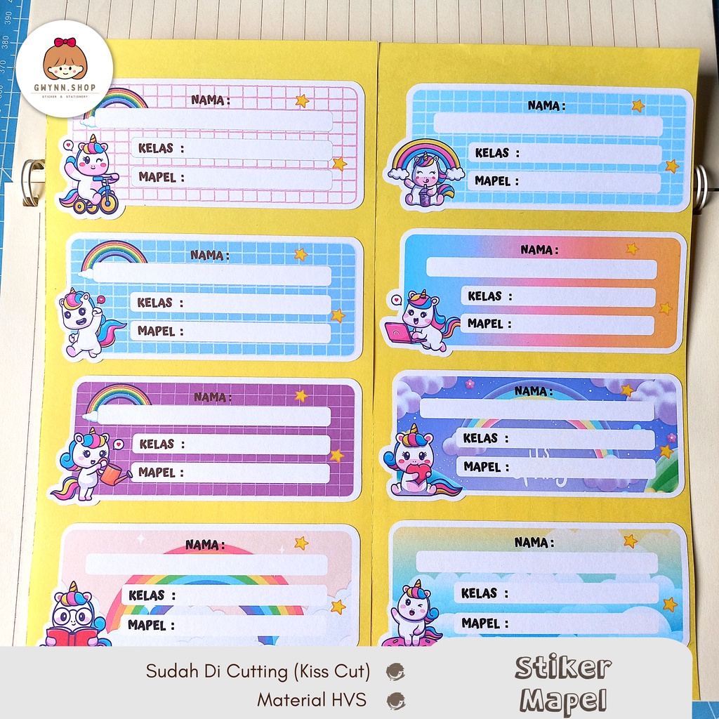 Jual Stiker Mapel Label Buku Mata Pelajaran Sekolah Unicorn