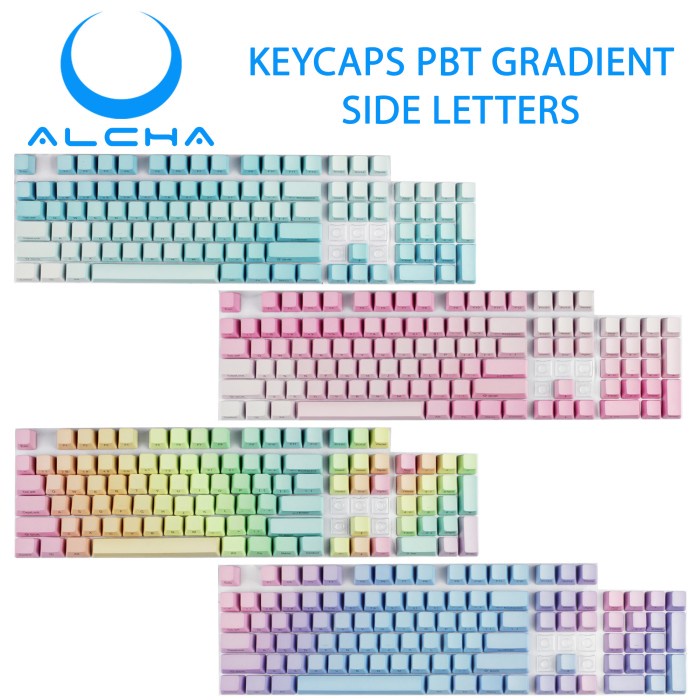 Jual ALCHA KEYCAPS GRADIENT PBT SIDE LETTERS RAINBOW SKY BLUE PINK ...