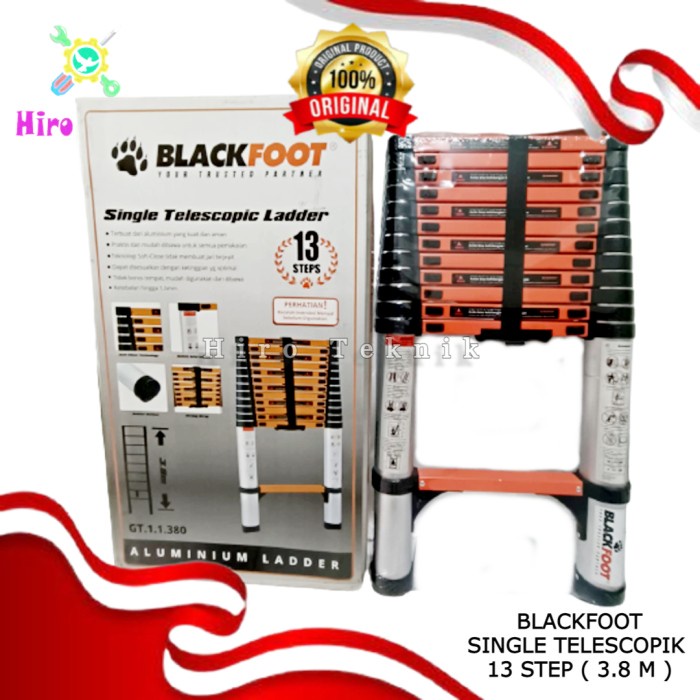 Jual Tangga Aluminium Single Telescopic Ladder 3.8 M BLACKFOOT GT.1.1. ...