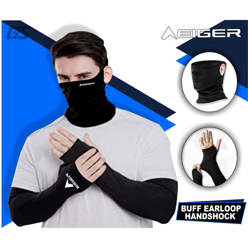 Jual Paket buff masker & hand sleeve spandex hiking pelindung uv ...