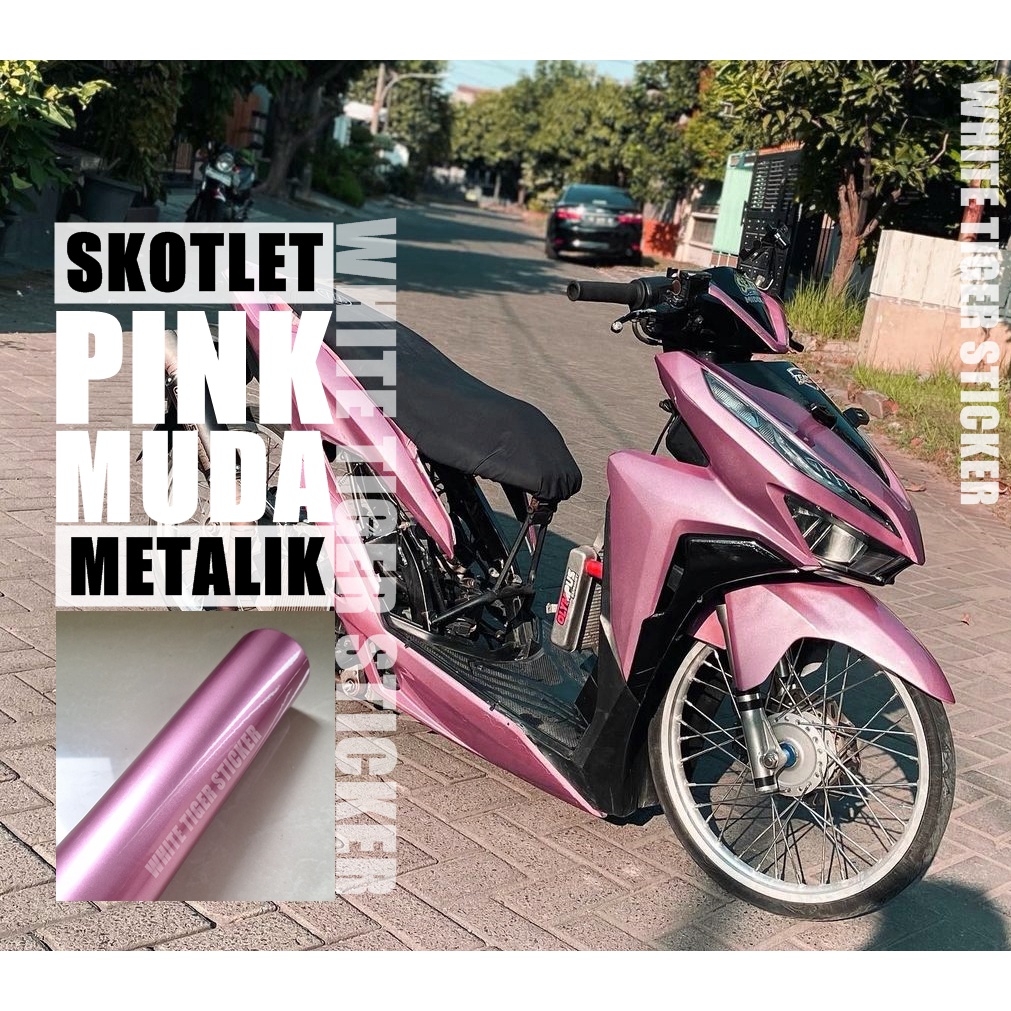 Jual Skotlet Stiker Motor Pink Muda Metalik Candy Scotlite Pink Metalik