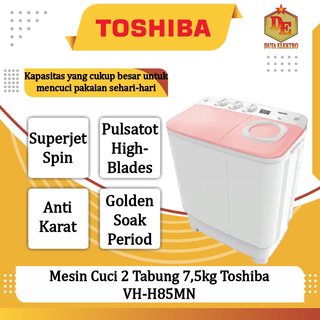 Jual Mesin Cuci 2 Tabung 7,5kg Toshiba VH-H85MN | Shopee Indonesia