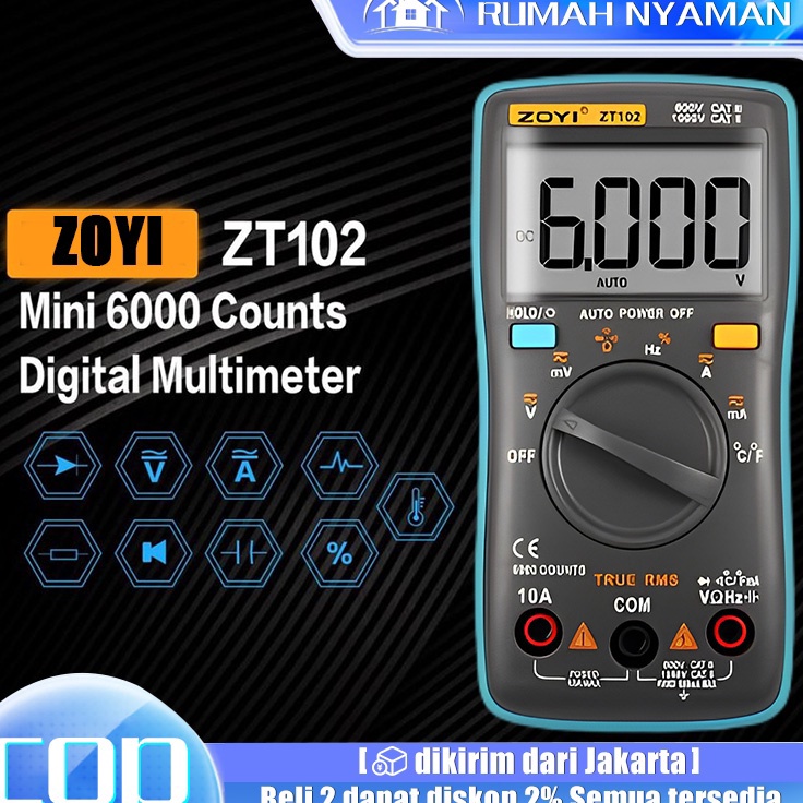 Jual BigSale ZOYI ZT102A / ZT100 Multimeter Digital Avometer Multitester NCV Original Mini