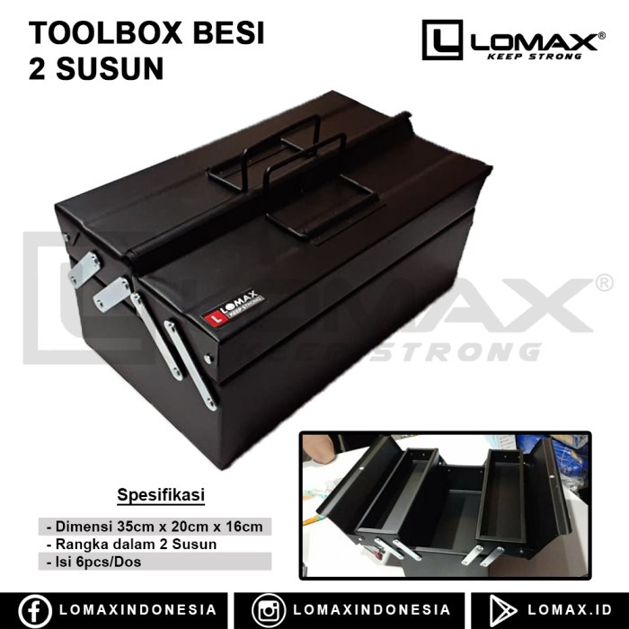 Jual Nice Tool Box Besi 2 Susun Tempat Perkakas Kerja Lomax Toolbox ...