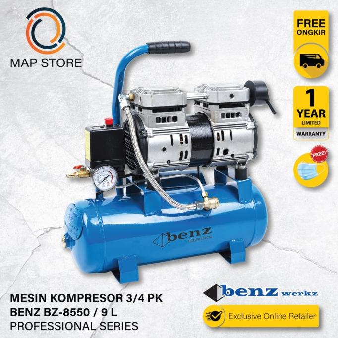 Jual Mesin kompresor angin 9L / Oil Free Air Compressor 9L by Benz ...