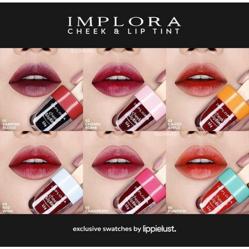 Jual IMPLORA implora lip tint 5,5 gr vampire blood/cherry bomb/candy
