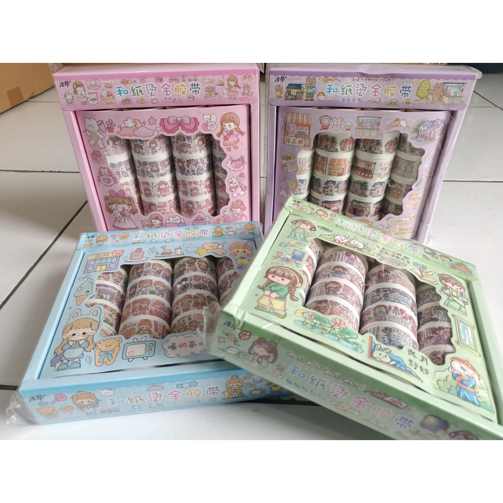 Jual GROSIR ISI 24 STICKER ROLL VIRAL/WASHI TAPE/SELOTIP BOX/STIKER ...