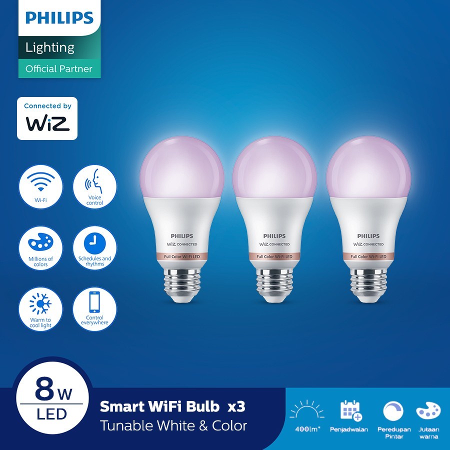 Jual Lampu LED PHilips WIFI Multicolor RGB 8w 8 Watt Bundling (langsung ...