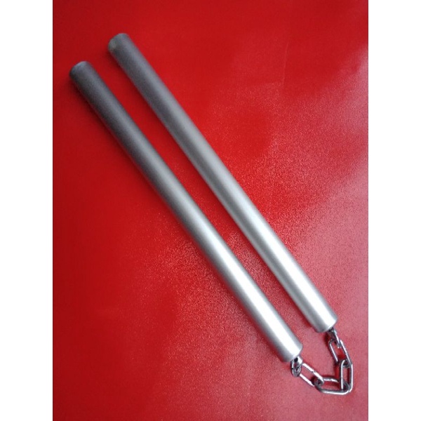 Jual nunchaku double stick aluminium swivel premium polos silver rantai ...