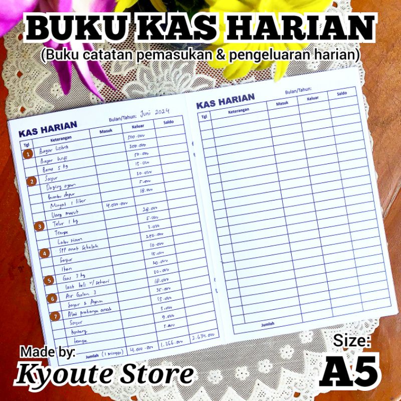 Jual Buku Kas Harian Catatan Pemasukan Pengeluaran A Kyoute Daily