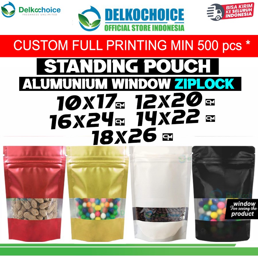 Jual Standing Pouch Window Alumunium Foil Ziplock Plastik Klip Kemasan ...