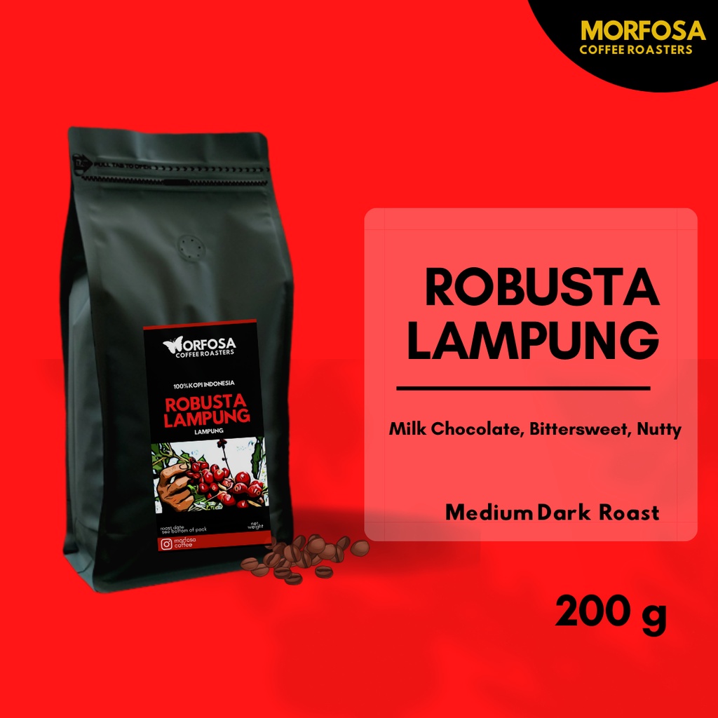 Jual Morfosa Coffee Biji Kopi Bubuk Robusta Lampung 200gr Robusta Coffee Bean Shopee Indonesia 7734