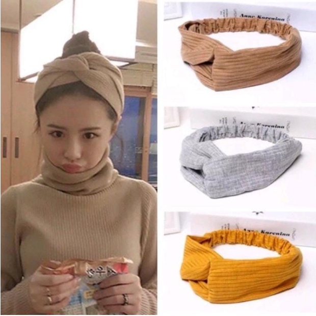 Jual BANDANA HEADBAND KOREA / BANDO SILANG KOREA IMPORT / HEADBAND
