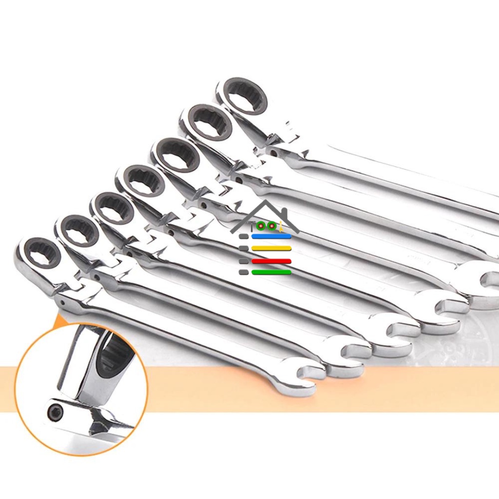 Jual KUNCI RING PAS RATCHET KOMBINASI 8 - 17 MM FLEXIBLE 180 DERAJAT CR ...