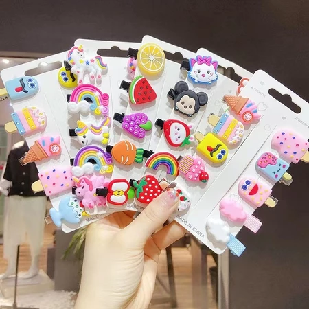 [10PCS ] Jepit Rambut Anak Set Motif Karakter Kartun Buah - Hairpin Anak Gaya