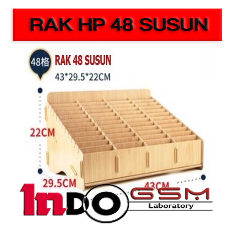 Jual Rak HP 48 Susun Rak Kayu Serbaguna Penyimpanan Sparepart Rak HP 12 ...