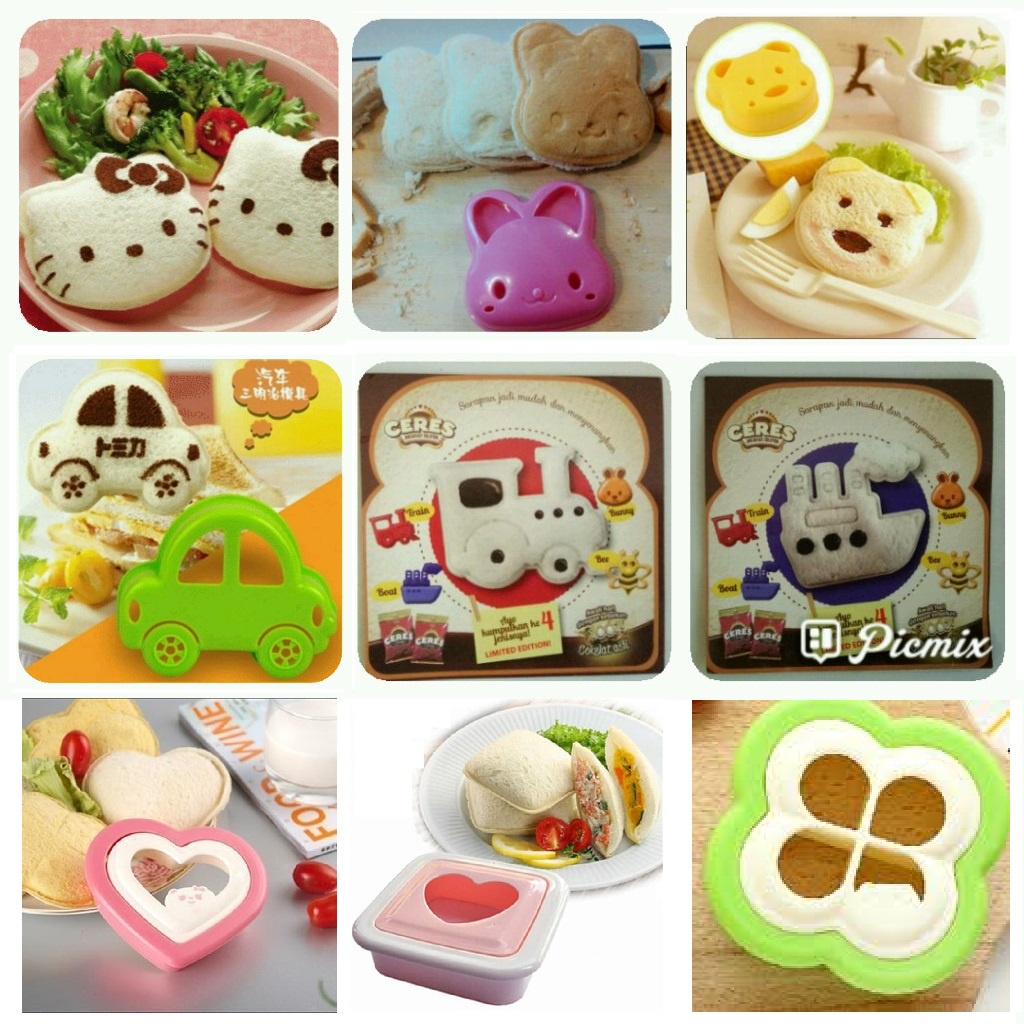 Jual Cetakan Bento Roti Sandwich Mold Motif Karakter Bear Beruang Bunny ...