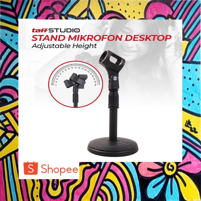 Jual Stand Microphone Meja Podcast Holder Degree Hitam Shopee