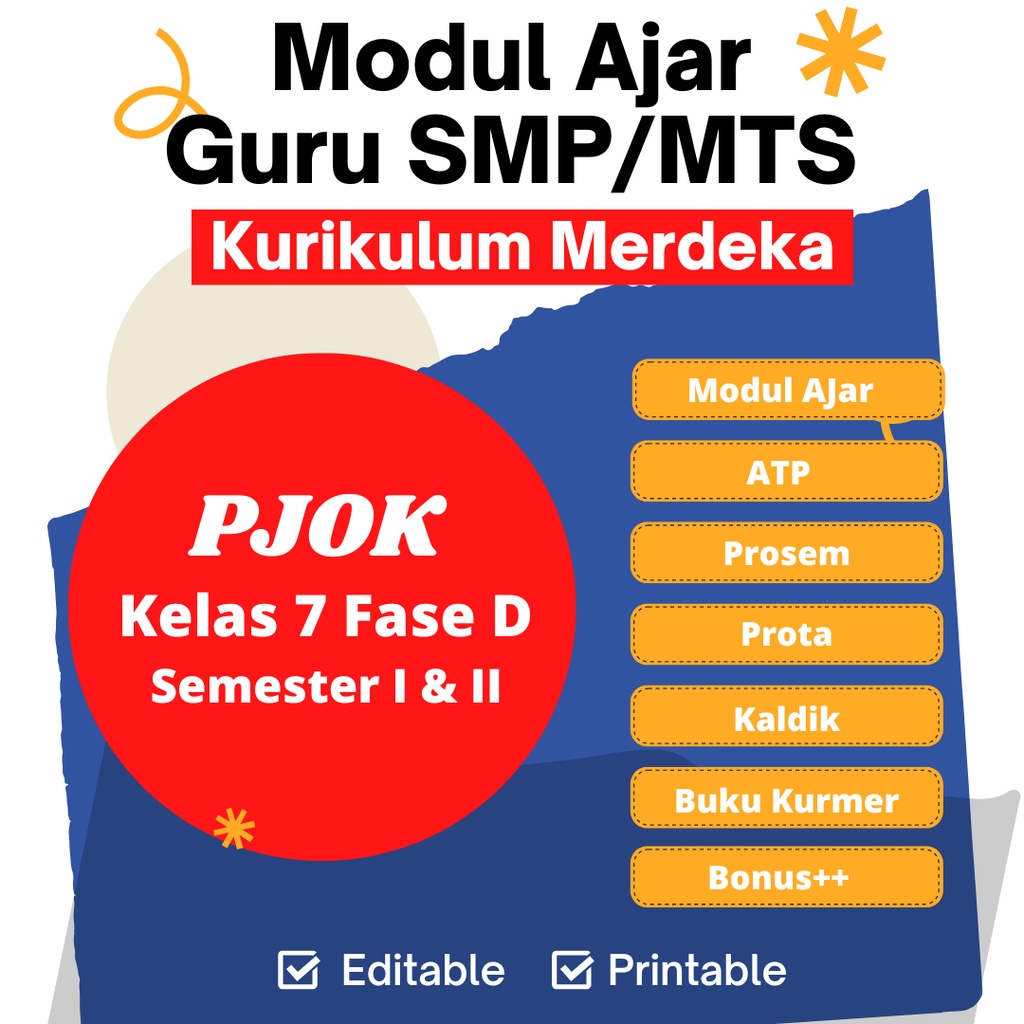 Jual Modul Ajar PJOK KELAS 7 SMP Kurikulum Merdeka Update Terbaru ...