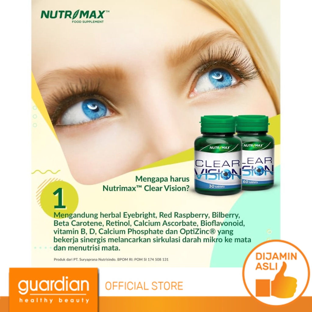 Jual NUTRIMAX Clear Vision 30s Vitamin Mata Minus Obat Glukoma Infeksi ...
