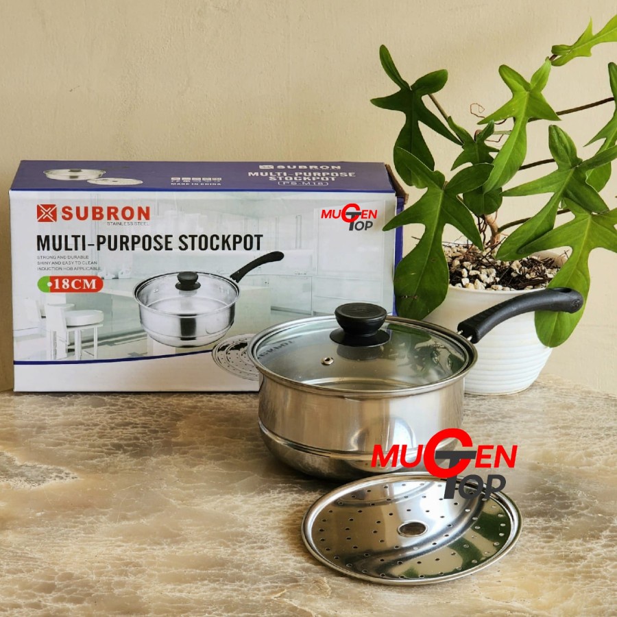 Jual SUBRON Multi Purpose Stockpot / Panci Serbaguna Tutup Kaca 18 cm ...