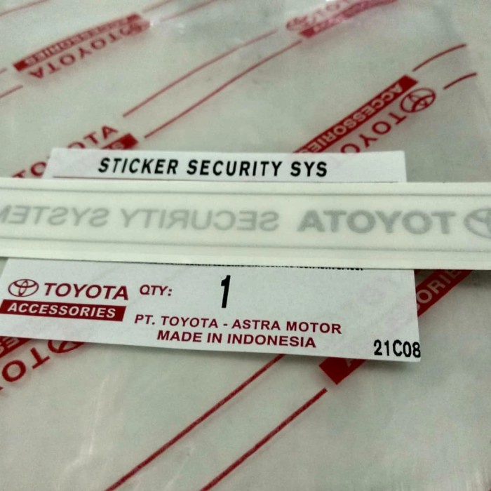 Jual STICKER TOYOTA SECURITY SYSTEM ORIGINAL MINIMAL ORDER 2PCS ...